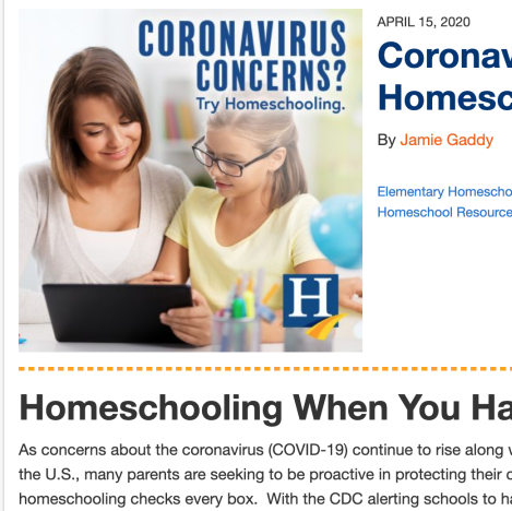 Coronavirus: Temporary Homeschool Solutions